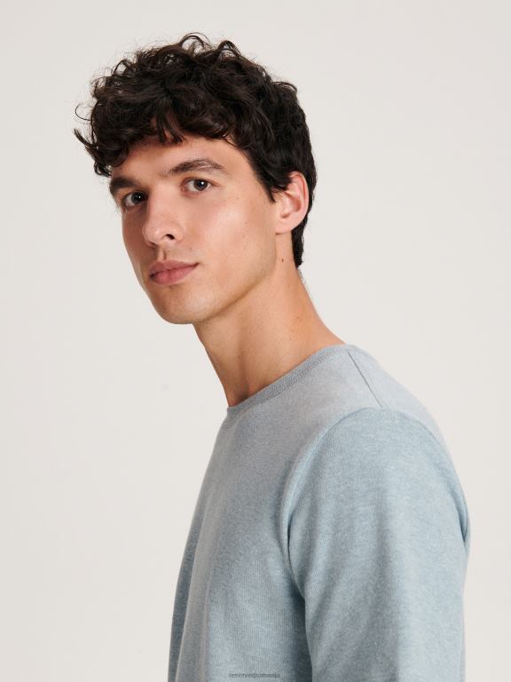 albastru deschis Reserved bărbați îmbrăcăminte stil de modă tricou cu potrivire obișnuită 648HZ1316