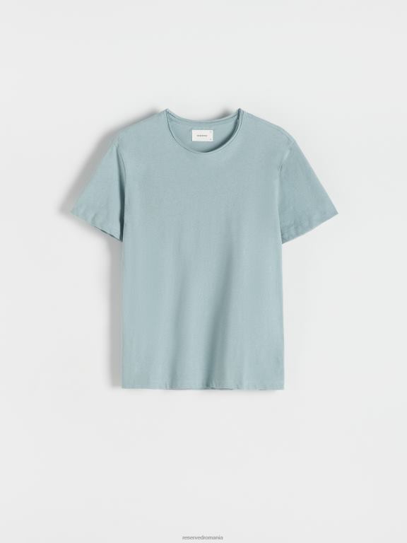 albastru deschis Reserved bărbați îmbrăcăminte tricou cu croială normală cu amestec de in 648HZ1284