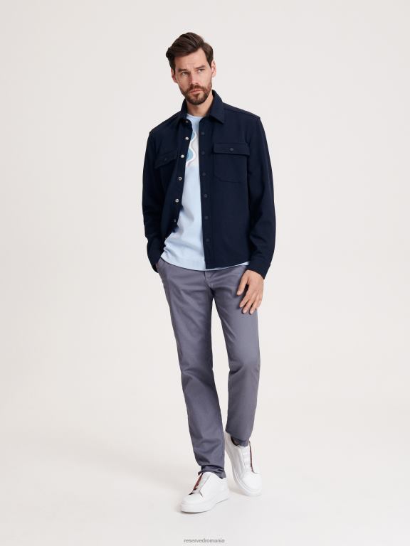 albastru deschis Reserved bărbați îmbrăcăminte tricou la modă cu imprimeu cu fit regulat 648HZ1276