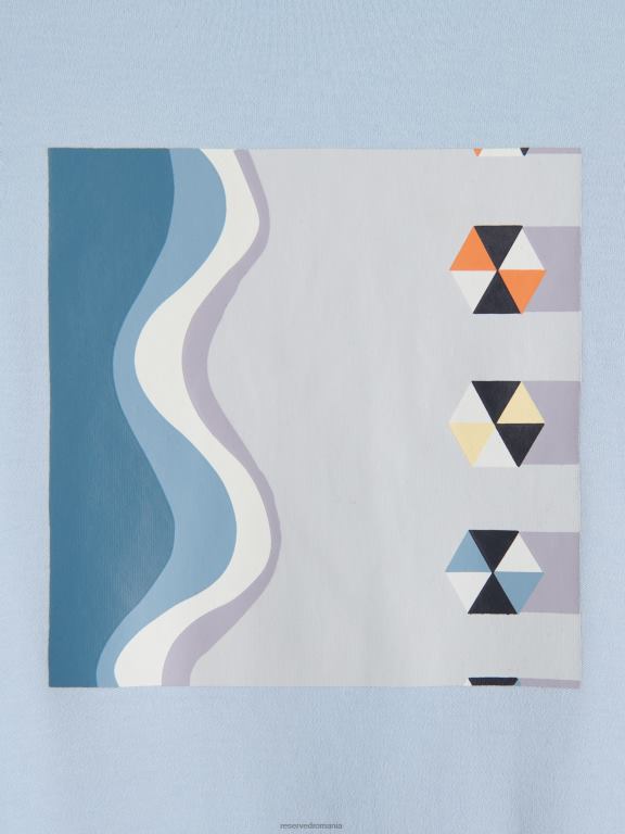 albastru deschis Reserved bărbați îmbrăcăminte tricou la modă cu imprimeu cu fit regulat 648HZ1276