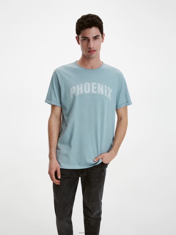albastru deschis Reserved bărbați îmbrăcăminte tricou la modă cu imprimeu cu fit regulat 648HZ1278