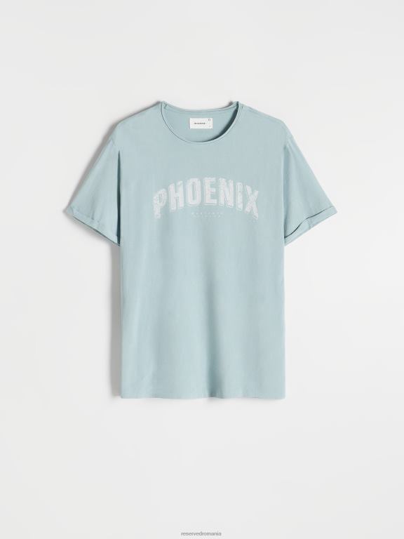 albastru deschis Reserved bărbați îmbrăcăminte tricou la modă cu imprimeu cu fit regulat 648HZ1278