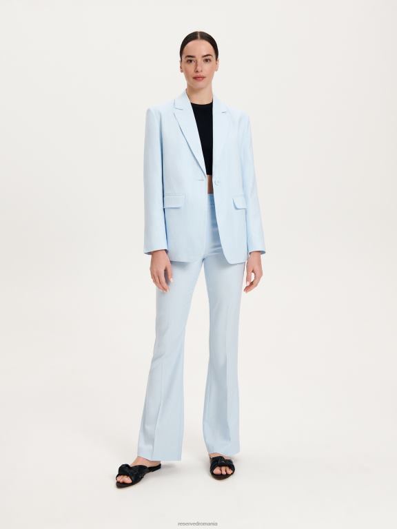 albastru deschis Reserved femei îmbrăcăminte blazer cu un singur piept din amestec de in 648HZ265