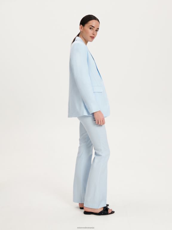albastru deschis Reserved femei îmbrăcăminte blazer cu un singur piept din amestec de in 648HZ265