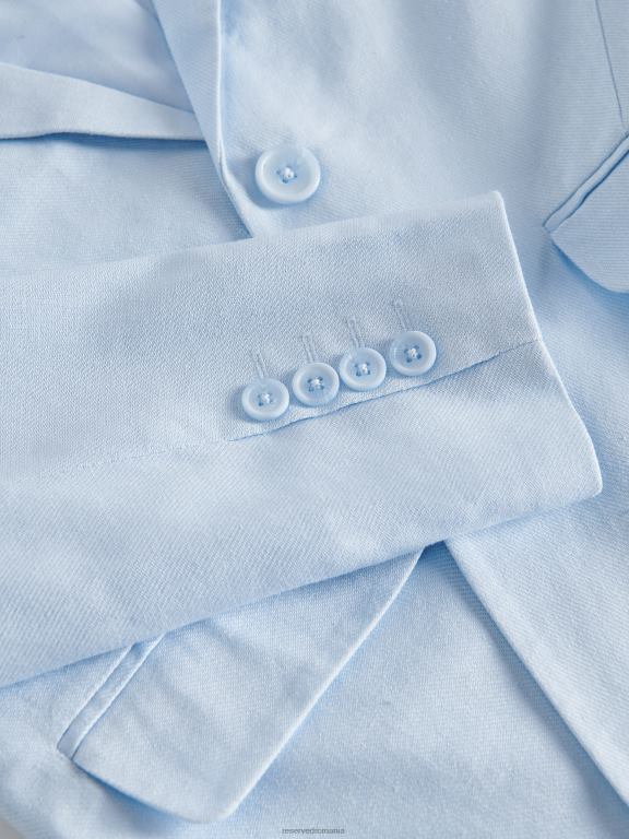 albastru deschis Reserved femei îmbrăcăminte blazer cu un singur piept din amestec de in 648HZ265