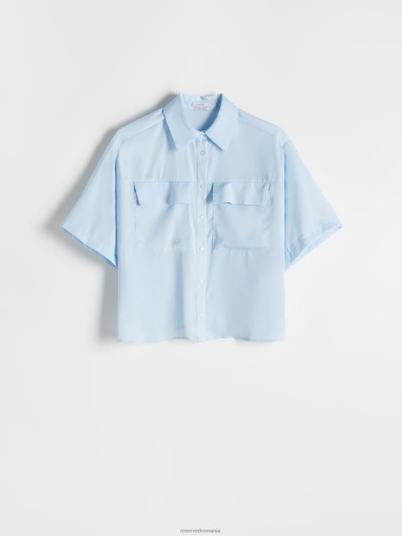 albastru deschis Reserved femei îmbrăcăminte cămașă cu mânecă scurtă 648HZ344