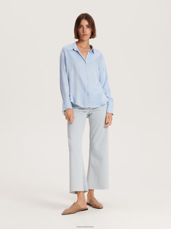 albastru deschis Reserved femei îmbrăcăminte cămașă din viscoză 648HZ145