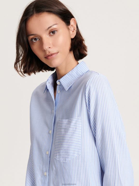 albastru deschis Reserved femei îmbrăcăminte cămașă din viscoză 648HZ64