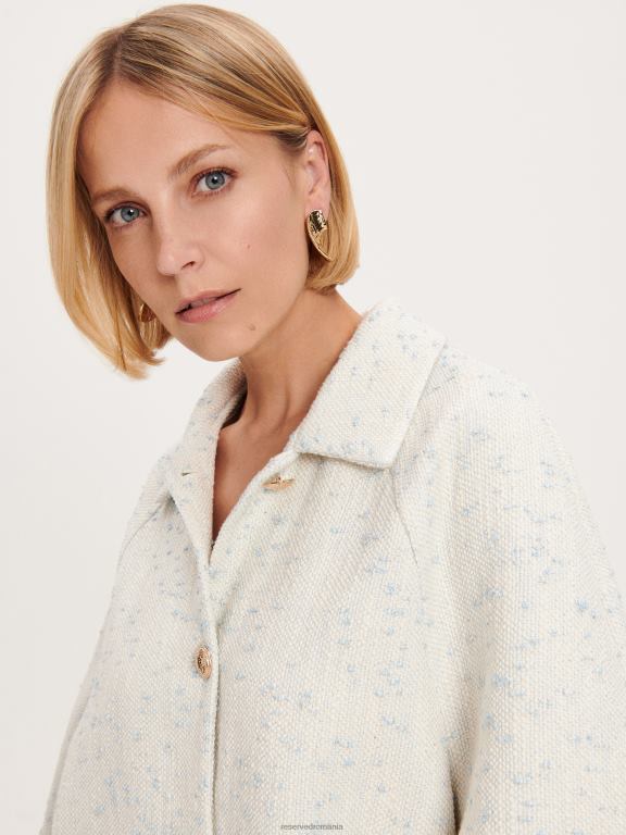 albastru deschis Reserved femei îmbrăcăminte jachetă din tweed 648HZ67