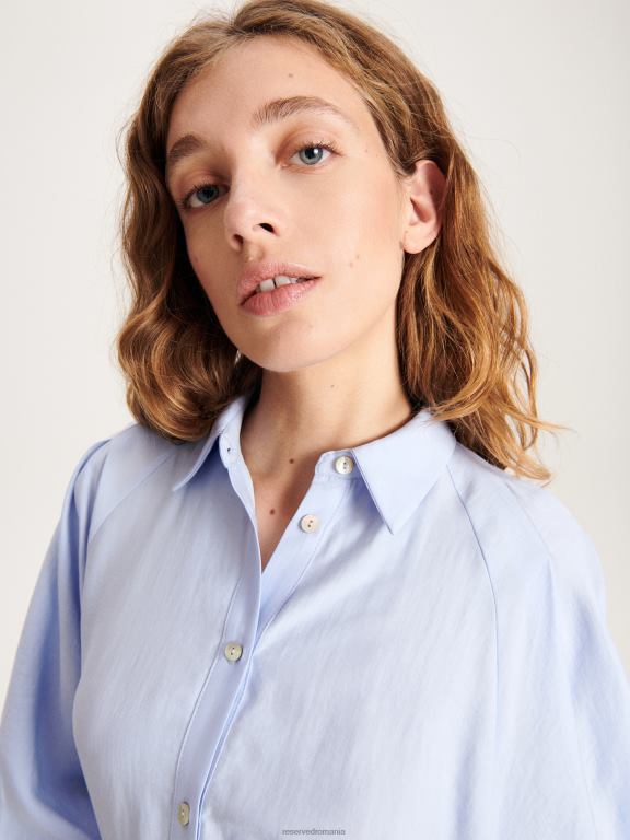 albastru deschis Reserved femei îmbrăcăminte rochie cămașă din amestec lyocell 648HZ77