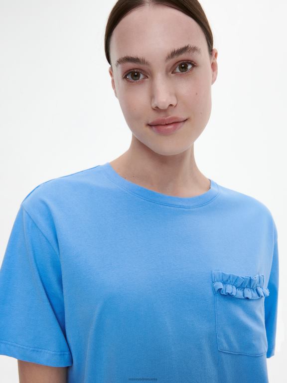 albastru deschis Reserved femei îmbrăcăminte tricou din bumbac 648HZ476