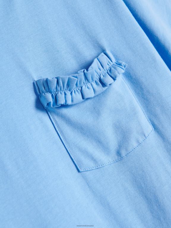 albastru deschis Reserved femei îmbrăcăminte tricou din bumbac 648HZ476