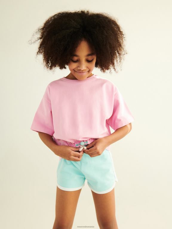 albastru deschis Reserved fetelor îmbrăcăminte pantaloni scurți din bumbac cu dungi laterale 648HZ1973