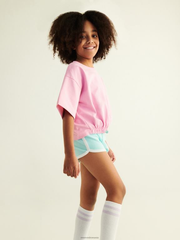 albastru deschis Reserved fetelor îmbrăcăminte pantaloni scurți din bumbac cu dungi laterale 648HZ1973