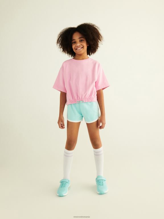 albastru deschis Reserved fetelor îmbrăcăminte pantaloni scurți din bumbac cu dungi laterale 648HZ1973