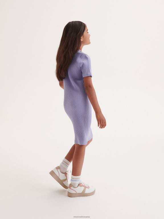 albastru deschis Reserved fetelor îmbrăcăminte rochie bogată din bumbac tricot în coastă 648HZ1788