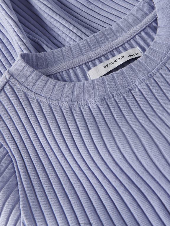 albastru deschis Reserved fetelor îmbrăcăminte rochie bogată din bumbac tricot în coastă 648HZ1788