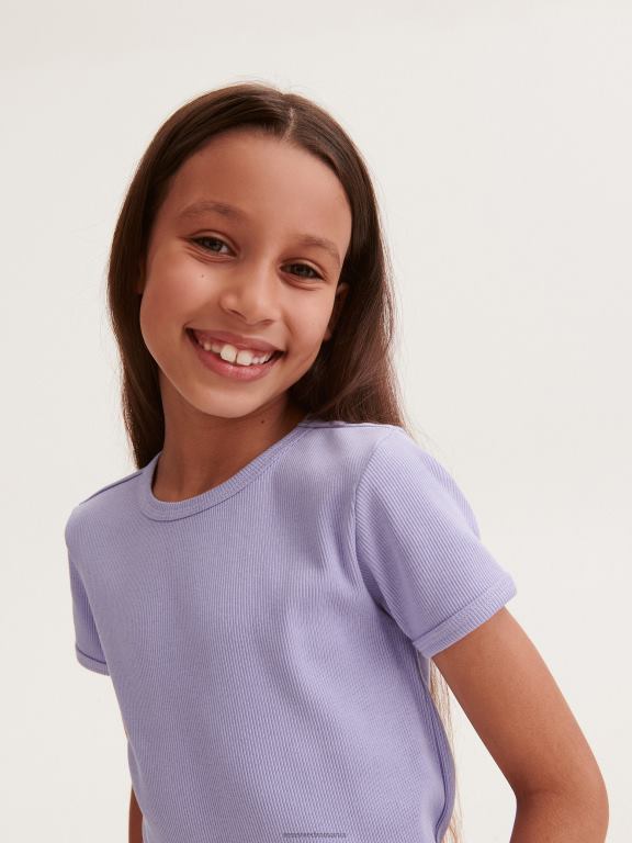 albastru deschis Reserved fetelor îmbrăcăminte tricou bogat din bumbac tricot în coastă 648HZ1915