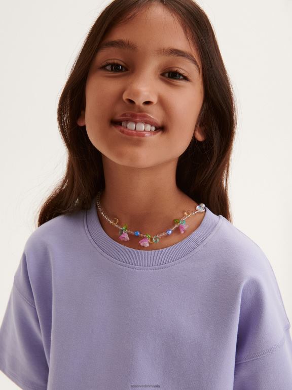 albastru deschis Reserved fetelor îmbrăcăminte tricou din bumbac 648HZ1880