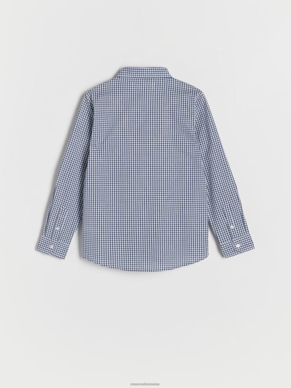albastru oțel Reserved băieți îmbrăcăminte cămașă din bumbac cu carouri 648HZ2094