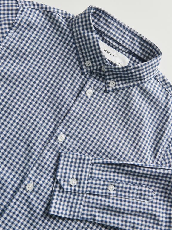albastru oțel Reserved băieți îmbrăcăminte cămașă din bumbac cu carouri 648HZ2094