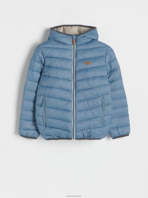 albastru oțel Reserved băieți îmbrăcăminte geacă matlasată cu glugă 648HZ2009