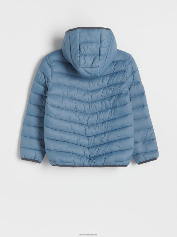 albastru oțel Reserved băieți îmbrăcăminte geacă matlasată cu glugă 648HZ2009