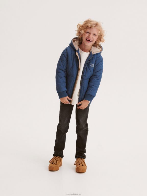 albastru oțel Reserved băieți îmbrăcăminte geacă matlasată cu glugă 648HZ2102