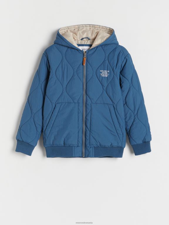 albastru oțel Reserved băieți îmbrăcăminte geacă matlasată cu glugă 648HZ2102