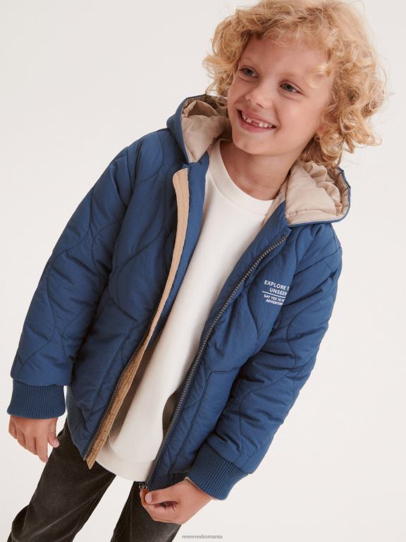 albastru oțel Reserved băieți îmbrăcăminte geacă matlasată cu glugă 648HZ2102