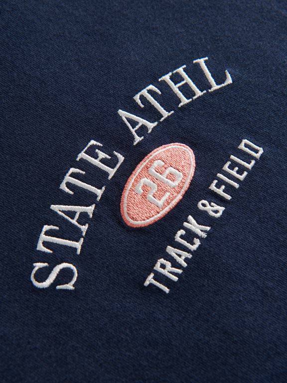 albastru oțel Reserved băieți îmbrăcăminte tricou cu detalii de broderie 648HZ2015