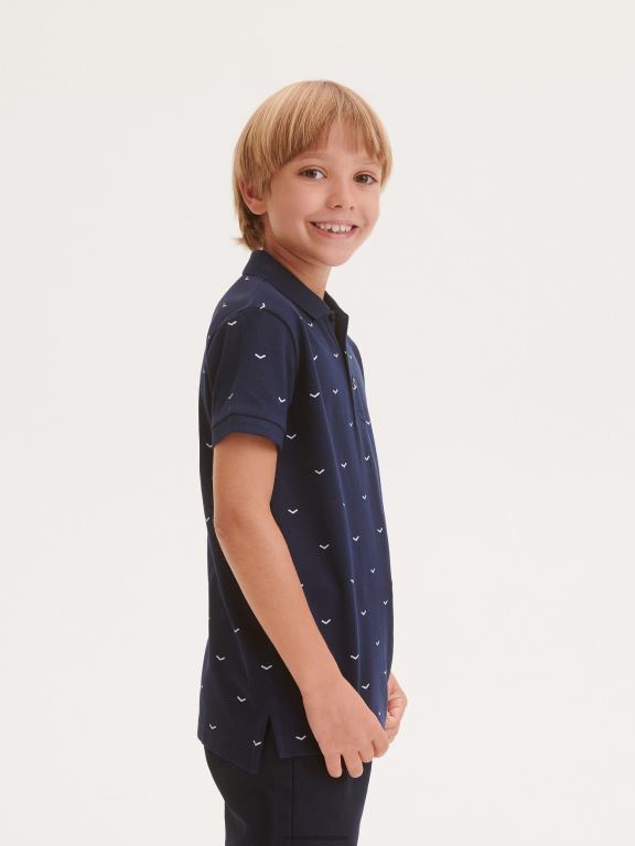 albastru oțel Reserved băieți îmbrăcăminte tricou polo cu imprimeu 648HZ2167