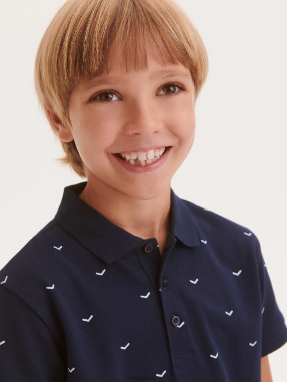 albastru oțel Reserved băieți îmbrăcăminte tricou polo cu imprimeu 648HZ2167