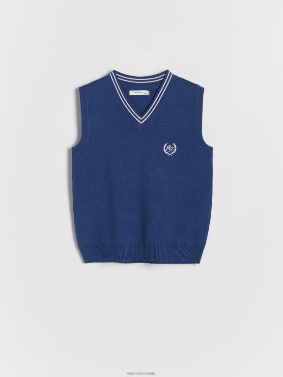 albastru oțel Reserved băieți îmbrăcăminte vestă cu detaliu de broderie 648HZ2053