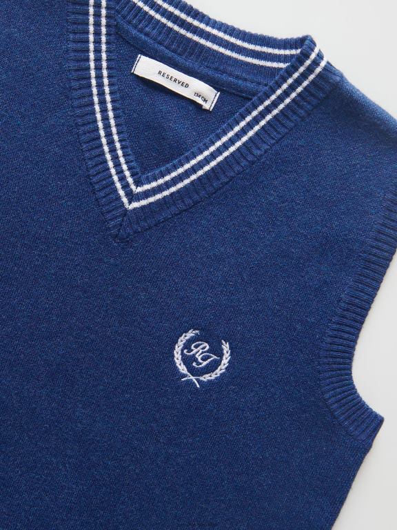 albastru oțel Reserved băieți îmbrăcăminte vestă cu detaliu de broderie 648HZ2053