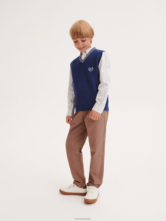 albastru oțel Reserved băieți îmbrăcăminte vestă cu detaliu de broderie 648HZ2053