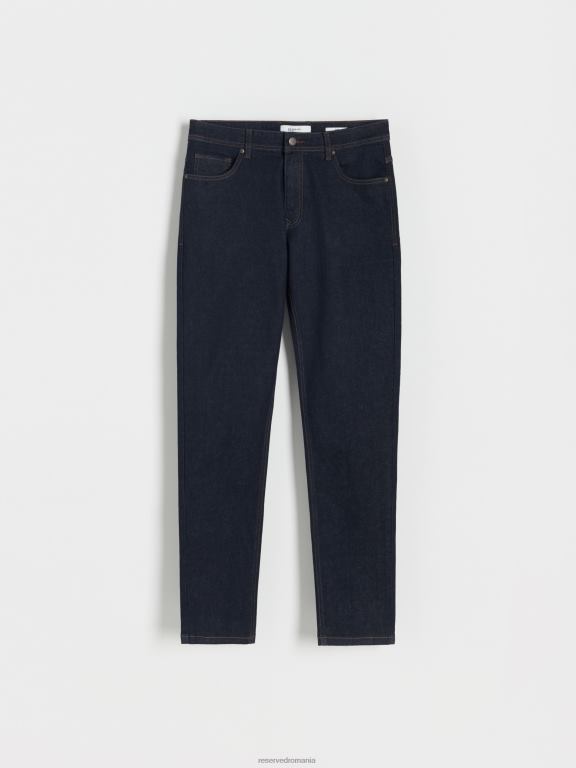 albastru oțel Reserved bărbați îmbrăcăminte blugi subțiri cu efect de spălare 648HZ1532