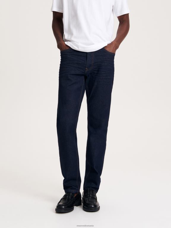 albastru oțel Reserved bărbați îmbrăcăminte blugi subțiri cu efect de spălare 648HZ1552
