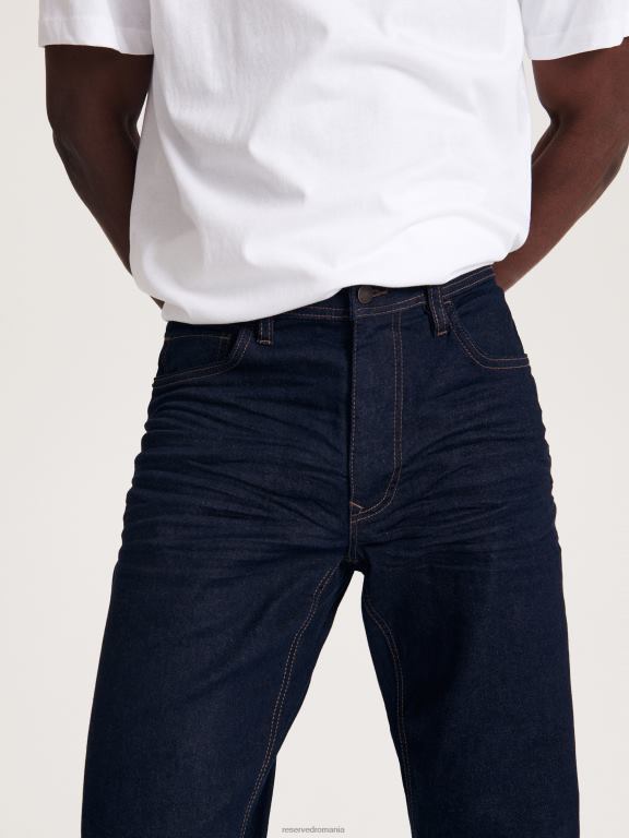 albastru oțel Reserved bărbați îmbrăcăminte blugi subțiri cu efect de spălare 648HZ1552