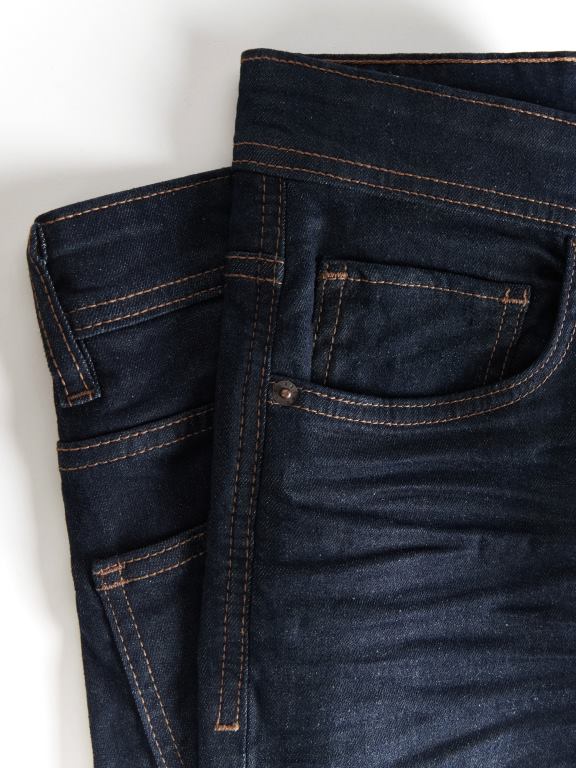 albastru oțel Reserved bărbați îmbrăcăminte blugi subțiri cu efect de spălare 648HZ1552