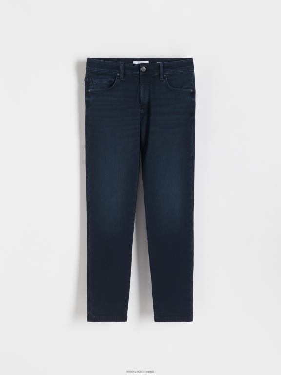 albastru oțel Reserved bărbați îmbrăcăminte blugi subțiri cu efect de spălare 648HZ1556