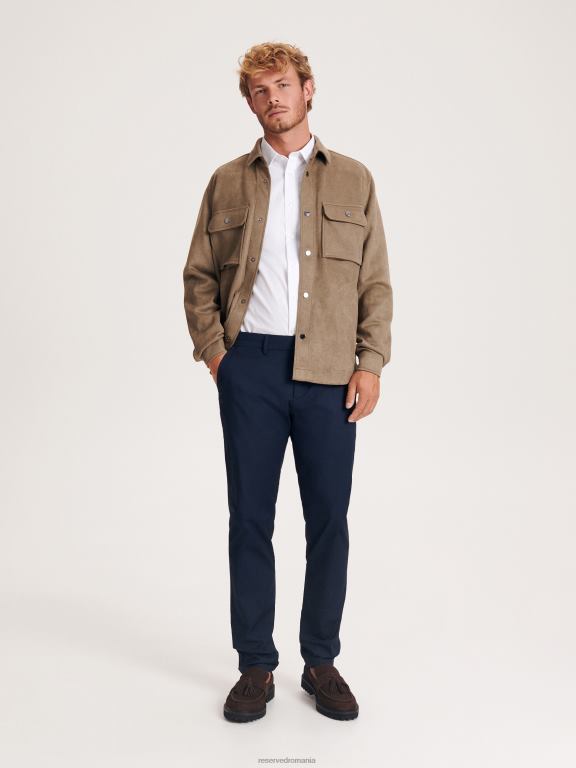 albastru oțel Reserved bărbați îmbrăcăminte pantaloni chino slim fit 648HZ1115