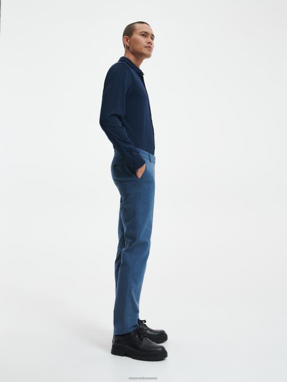 albastru oțel Reserved bărbați îmbrăcăminte pantaloni chino slim fit noi 648HZ1516