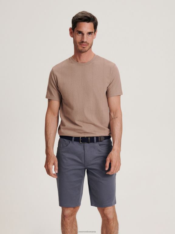 albastru oțel Reserved bărbați îmbrăcăminte pantaloni scurți de morcov obișnuiți cu curea 648HZ1457