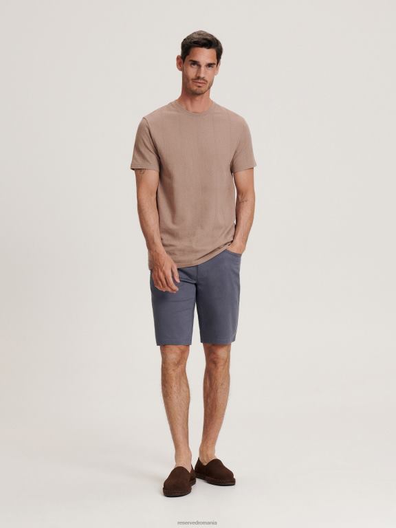 albastru oțel Reserved bărbați îmbrăcăminte pantaloni scurți de morcov obișnuiți cu curea 648HZ1457