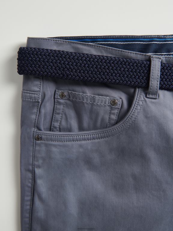 albastru oțel Reserved bărbați îmbrăcăminte pantaloni scurți de morcov obișnuiți cu curea 648HZ1457