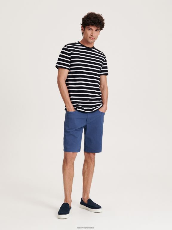 albastru oțel Reserved bărbați îmbrăcăminte pantaloni scurți slim fit 648HZ1429