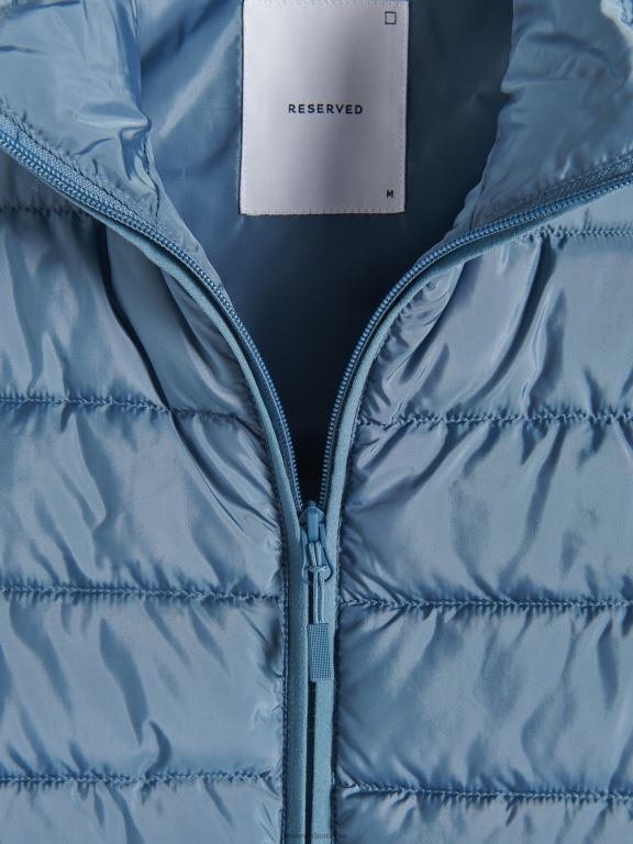 albastru oțel Reserved bărbați îmbrăcăminte vestă matlasată cu guler ridicat 648HZ1643