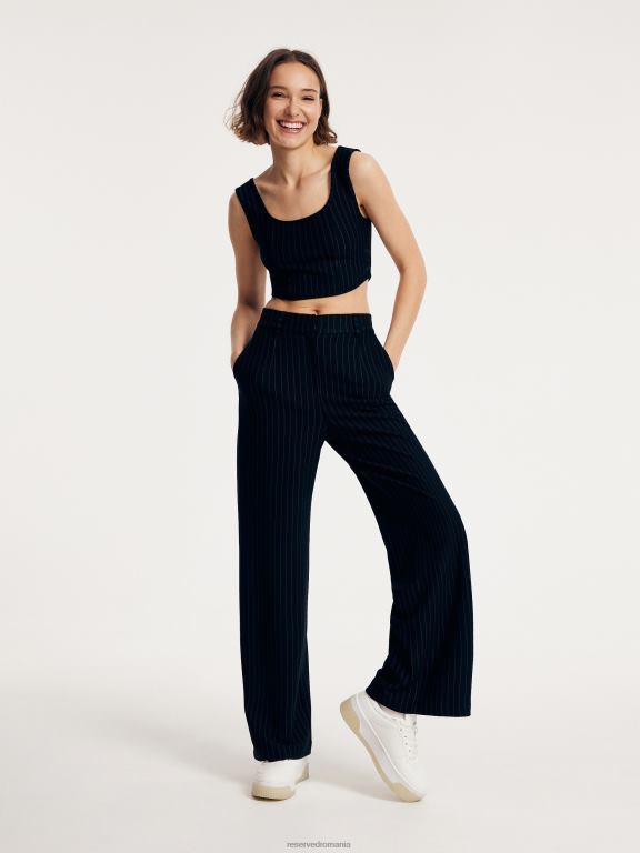 albastru oțel Reserved femei îmbrăcăminte top cu dungi 648HZ470