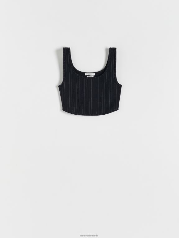 albastru oțel Reserved femei îmbrăcăminte top cu dungi 648HZ470